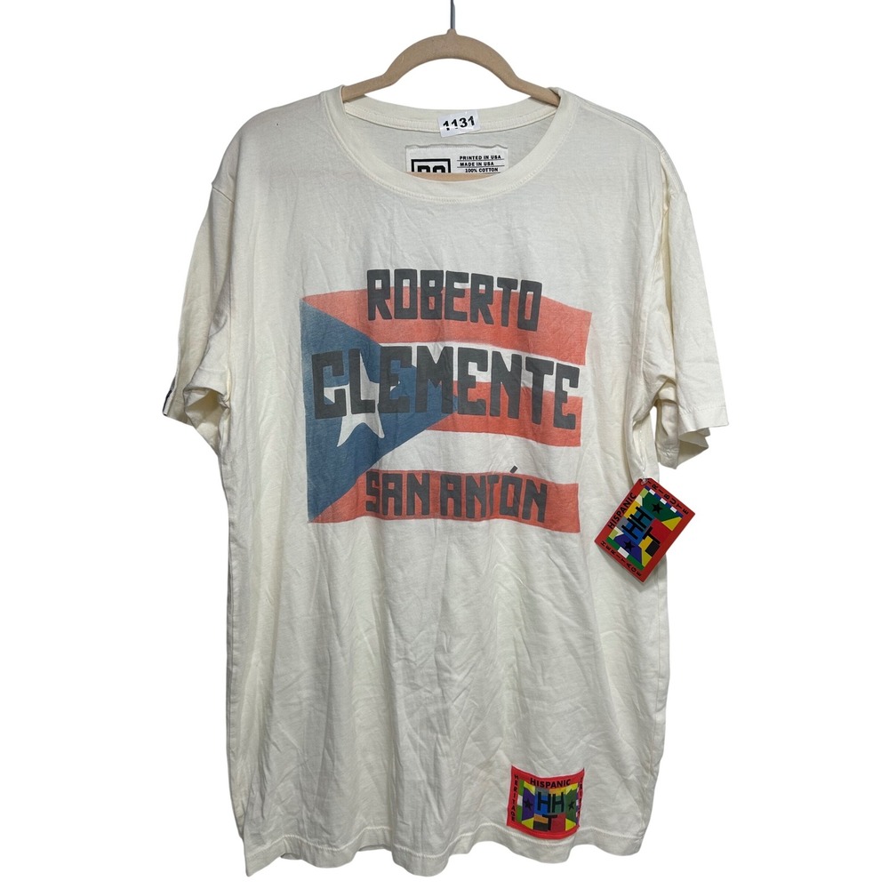 Roots of Fight Roberto Clemente San Anton Hispanic Heritage T-Shirt Cream XL NEW